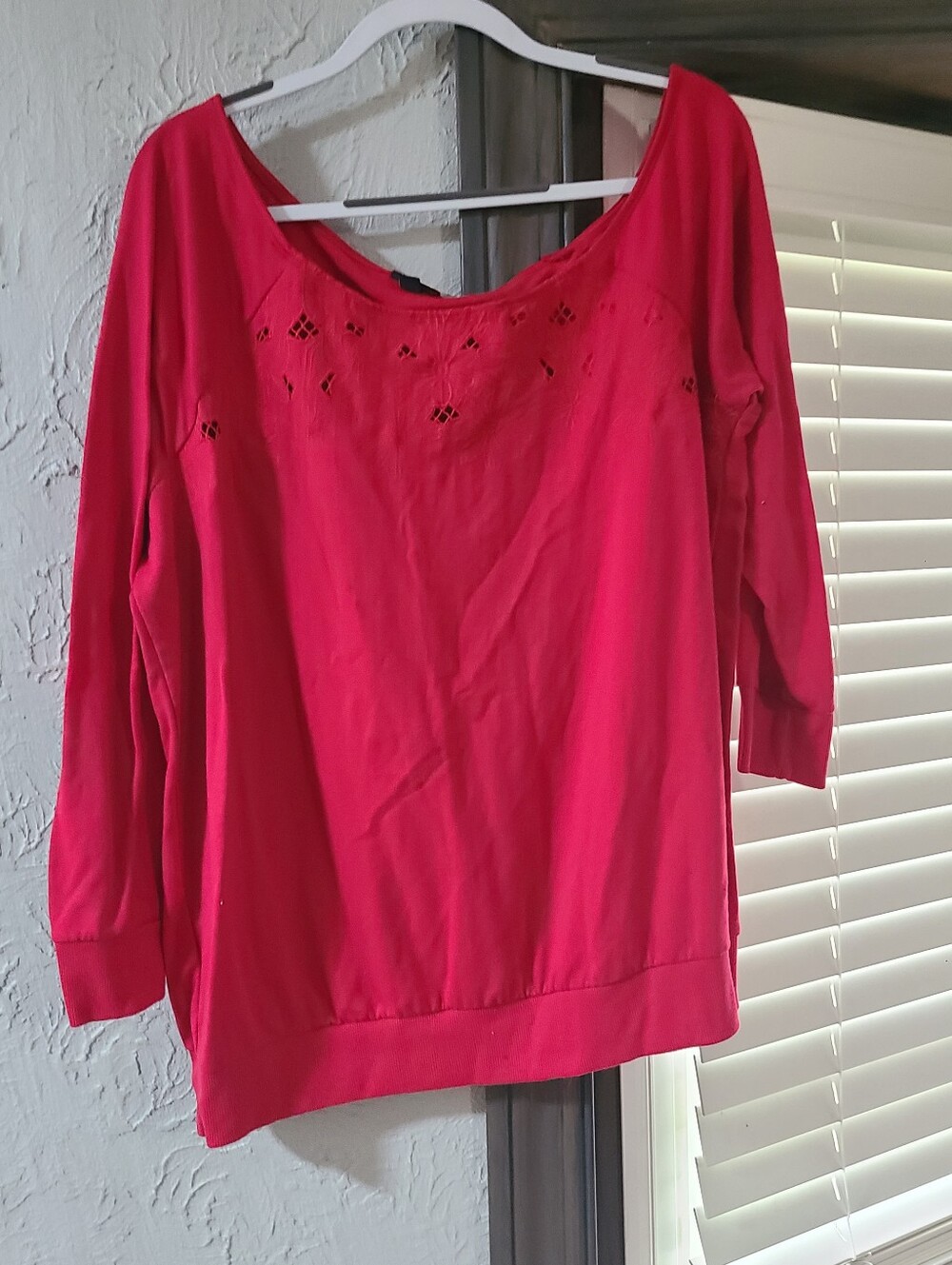 Torrid Off-Shoulder French Terry Embroidered Sweatshirt Red Size 2